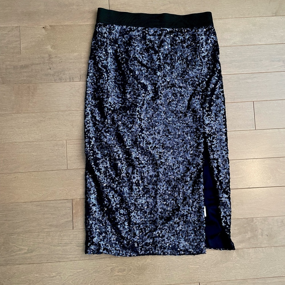 Blue sequin skirt
